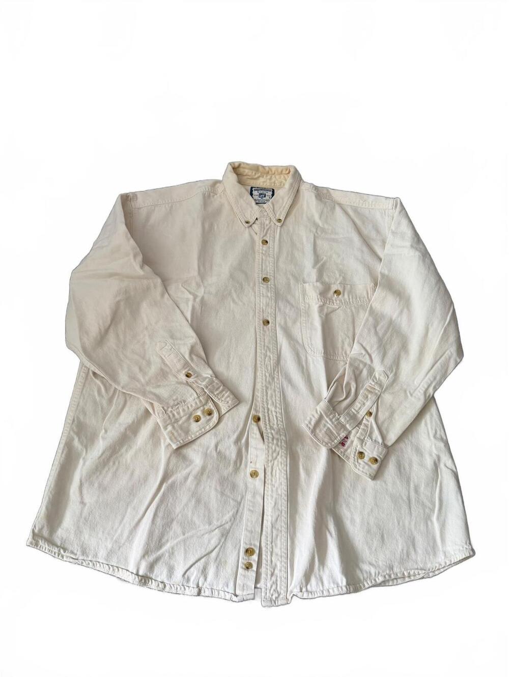 Lee Denim Collection Button Shirt White 3M Safety Workwear Men’s XL Cotton